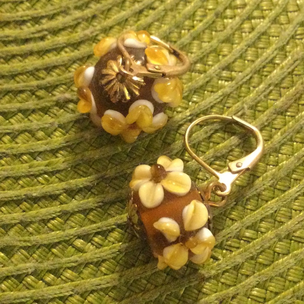 NWOT Y2K Anthro Hand Blown Glass Earrings